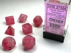 Ghostly Glow - Pink/Silver - Dice set