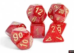 Glitter - Ruby/Gold Mega-hedral Dice Set