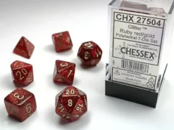 Glitter - Ruby Red/Gold - Dice set