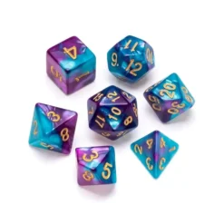 Greifenfels: Marble Series - Pale Blue,Purple/Gold - Dice Set