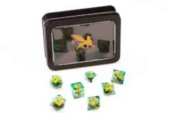 Greifenfels: Razor Series - Emerald Dragon Eye - Clear/Gold - Dice Set