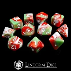 Lindorm: Blot Dice Set (White-Green/Red)