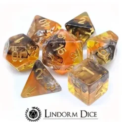 Lindorm: Sea Shanty - A Health Dice Set (Smoke-Orange Liquid/Gold)