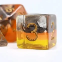 Lindorm: Sea Shanty - A Health Dice Set (Smoke-Orange Liquid/Gold)