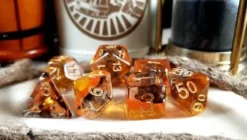 Lindorm: Sea Shanty - A Health Dice Set (Smoke-Orange Liquid/Gold)