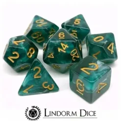 Lindorm: Sea Shanty - Fish in the Sea Dice Set (Jade-White/Gold)