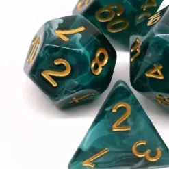 Lindorm: Sea Shanty - Fish in the Sea Dice Set (Jade-White/Gold)