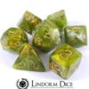 Lindorm: Witch Brew - Crescent Moon Grass Dice Set (Green-Gold/Gold)