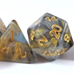 Lindorm: Witch Brew - Crow's Feather Dice Set (Black-Gold/Gold)