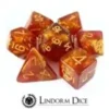 Lindorm: Witch Brew - Embers of Mayfire Dice Set (Red-Orange- Gold/Gold)