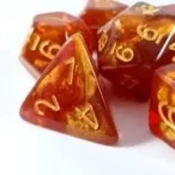 Lindorm: Witch Brew - Embers of Mayfire Dice Set (Red-Orange- Gold/Gold)