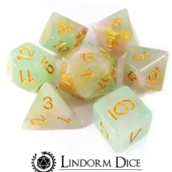 Lindorm: Witch Brew - Eye of Newt Dice Set (Jade Green - Pink/Gold)
