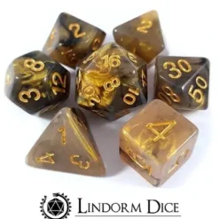Lindorm: Witch Brew - Lumen Flower Dice Set (Black-Gold/Gold)