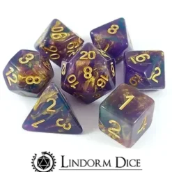 Lindorm: Witch Brew - Mimic's Tongue Dice Set (Purple-Gold/Gold)