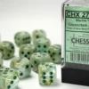Marble - Green/Dark Green - d6, 12 st (16 mm, prickar)