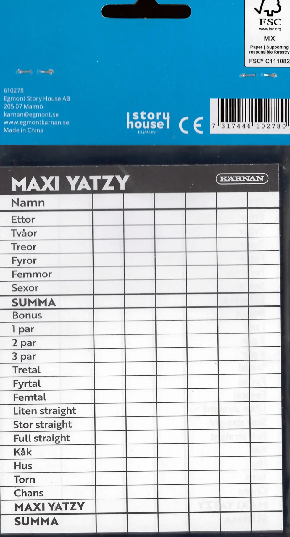 Maxi Yatzy: Extrablock (Kärnan)