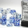Nebula - Dark Blue/White - d6, 12 st (16 mm, prickar)