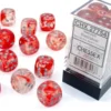 Nebula - Red/Silver (Luminary) - d6, 12 st (16 mm, prickar)