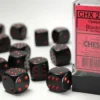 Opaque - Black/Red - d6, 12 st (16 mm, prickar)