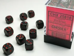 Opaque - Black/Red - d6, 36 st (12 mm, prickar)