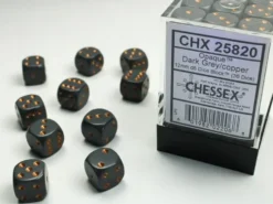 Opaque - Dark Grey/Copper - d6, 36 st (12 mm, prickar)