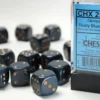 Opaque - Dusty Blue/Copper - d6, 12 st (16 mm, prickar)