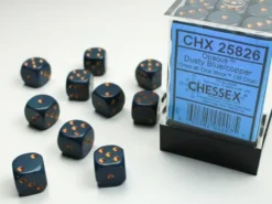 Opaque - Dusty Blue/Copper - d6, 36 st (12 mm, prickar)