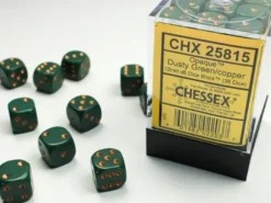 Opaque - Dusty Green/Copper - d6, 36 st (12 mm, prickar)