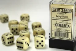 Opaque - Ivory/Black - d6, 12 st (16 mm, prickar)
