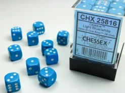 Opaque - Light Blue/White - d6, 36 st (12 mm, prickar)