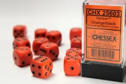 Opaque - Orange/Black - d6, 12 st (16 mm, prickar)