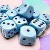 Opaque - Pastel Blue/Black - d6, 12 st (16 mm, prickar)