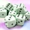 Opaque - Pastel Green/Black - d6, 12 st (16 mm, prickar)