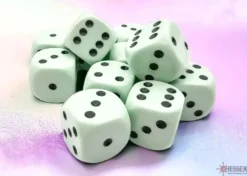 Opaque - Pastel Green/Black - d6, 12 st (16 mm, prickar)