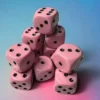 Opaque - Pastel Pink/Black - d6, 12 st (16 mm, prickar)