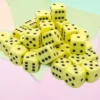Opaque - Pastel Yellow/Black - d6, 36 st (12 mm, prickar)