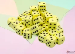 Opaque - Pastel Yellow/Black - d6, 36 st (12 mm, prickar)