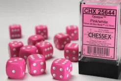 Opaque - Pink/White - d6, 12 st (16 mm, prickar)