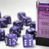 Opaque - Purple/White - d6, 12 st (16 mm, prickar)