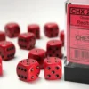 Opaque - Red/Black - d6, 12 st (16 mm, prickar)