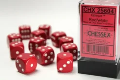 Opaque - Red/White - d6, 12 st (16 mm, prickar)