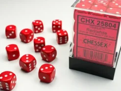 Opaque - Red/White - d6, 36 st (12 mm, prickar)