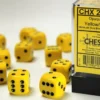 Opaque - Yellow/Black - d6, 12 st (16 mm, prickar)