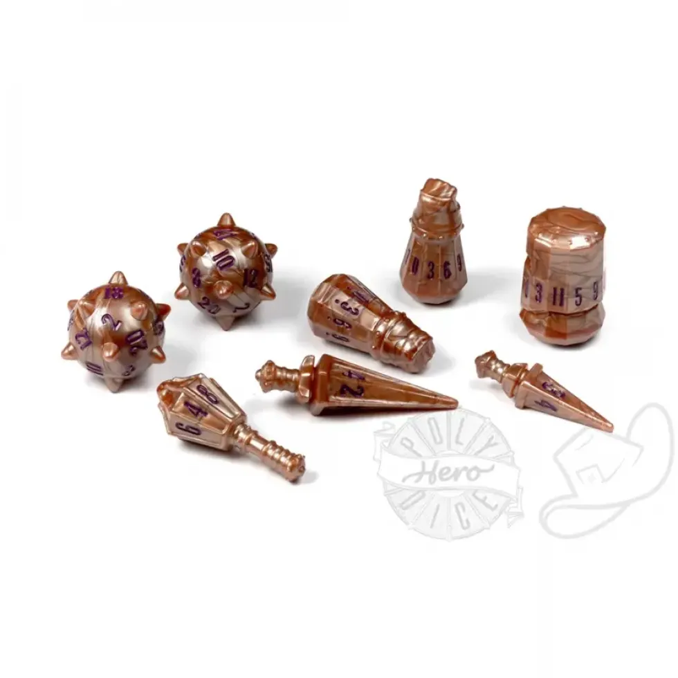 PolyHero: The Warrior - 8 Dice Set Imperial Bronze