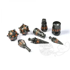 PolyHero: The Warrior - Dice Set Steel Grey