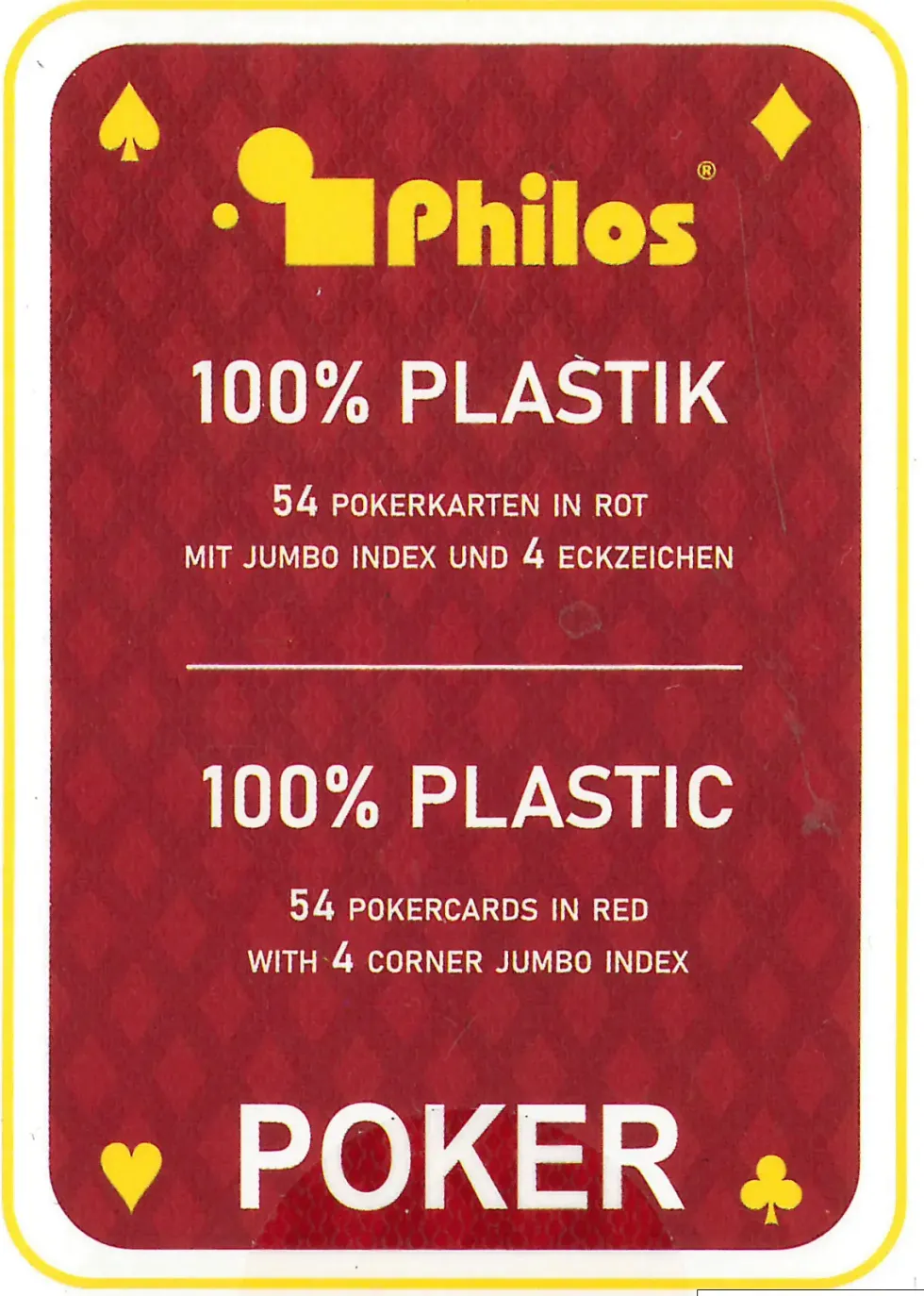Red Plastic Poker Cards (Philos)