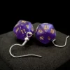 Örhänge: Hook - Borealis, Purple/Gold Mini-Poly D20 (Par)