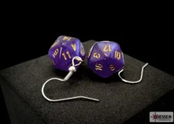 Örhänge: Hook - Borealis, Purple/Gold Mini-Poly D20 (Par)
