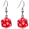Örhänge: Hook - Translucent Red Mini-Poly D20 (Par)