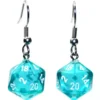 Örhänge: Hook - Translucent Teal Mini-Poly D20 (Par)